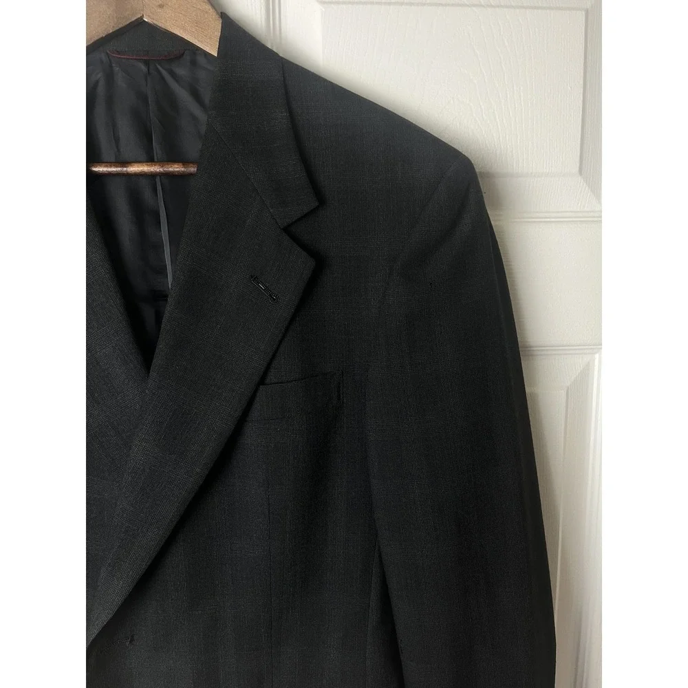 Hart Schaffner Marx Blazer Mens 39R Gray Plaid Wool Sport Coat Dillard's Classic